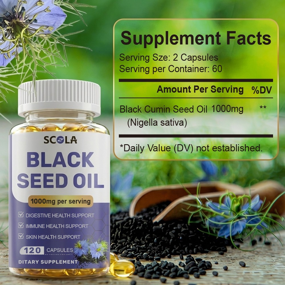 Black Seed Oil 1000mg | 240 Softgel Capsules | Nigella Sativa | Non-GMO, Vegan