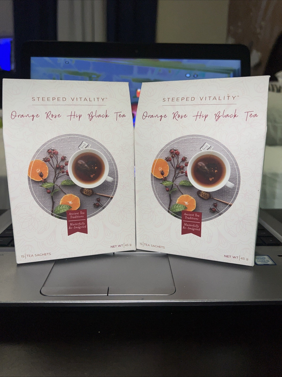 Steeped Vitality Orange Black Tea By: Young Living 15 Sachets, Brand New !!