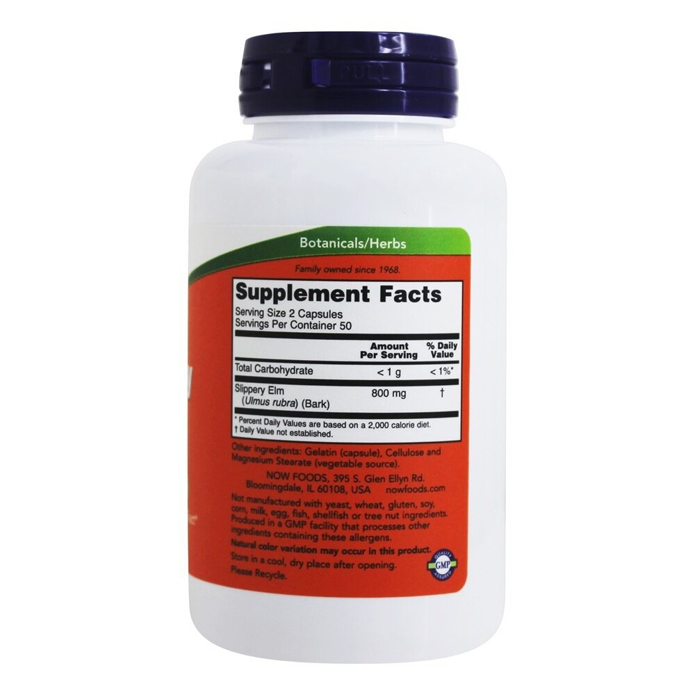 NOW Foods Slippery Elm 400 mg., 100 Capsules