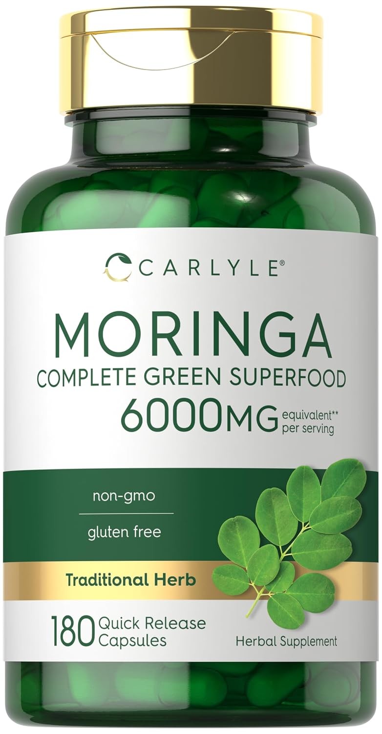 Moringa Oleifera Supplement 180 Capsules Green Superfood Complete Moringa