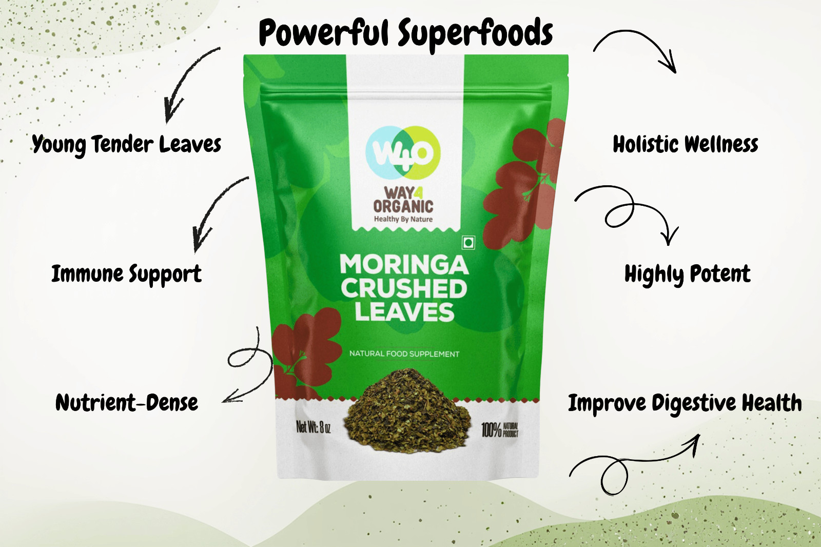 Moringa Tea Leaves 8oz Fresh Dried Loose Leaf Antioxidant – (2 Pack)