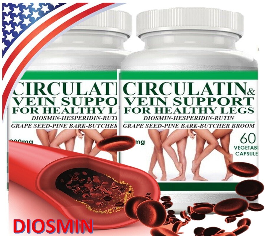 Diosmin 120 Caps ( 2 BOTTLES x 60 ) support Varicose Veins-Hemorrhoids 1620 mg