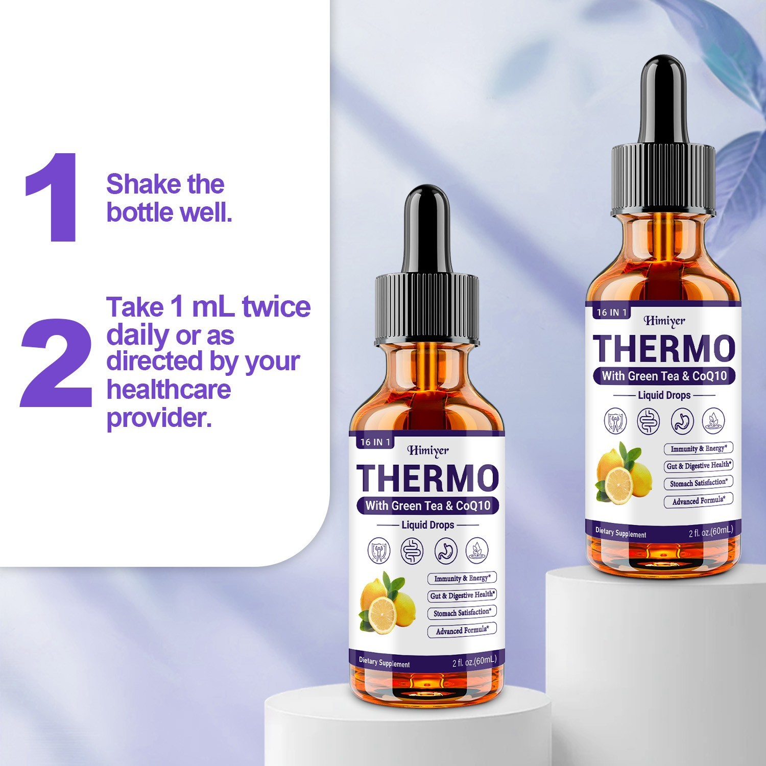 4 Bottles Thermo Liquid Drops Green Tea CoQ10 Energy Support 240ML