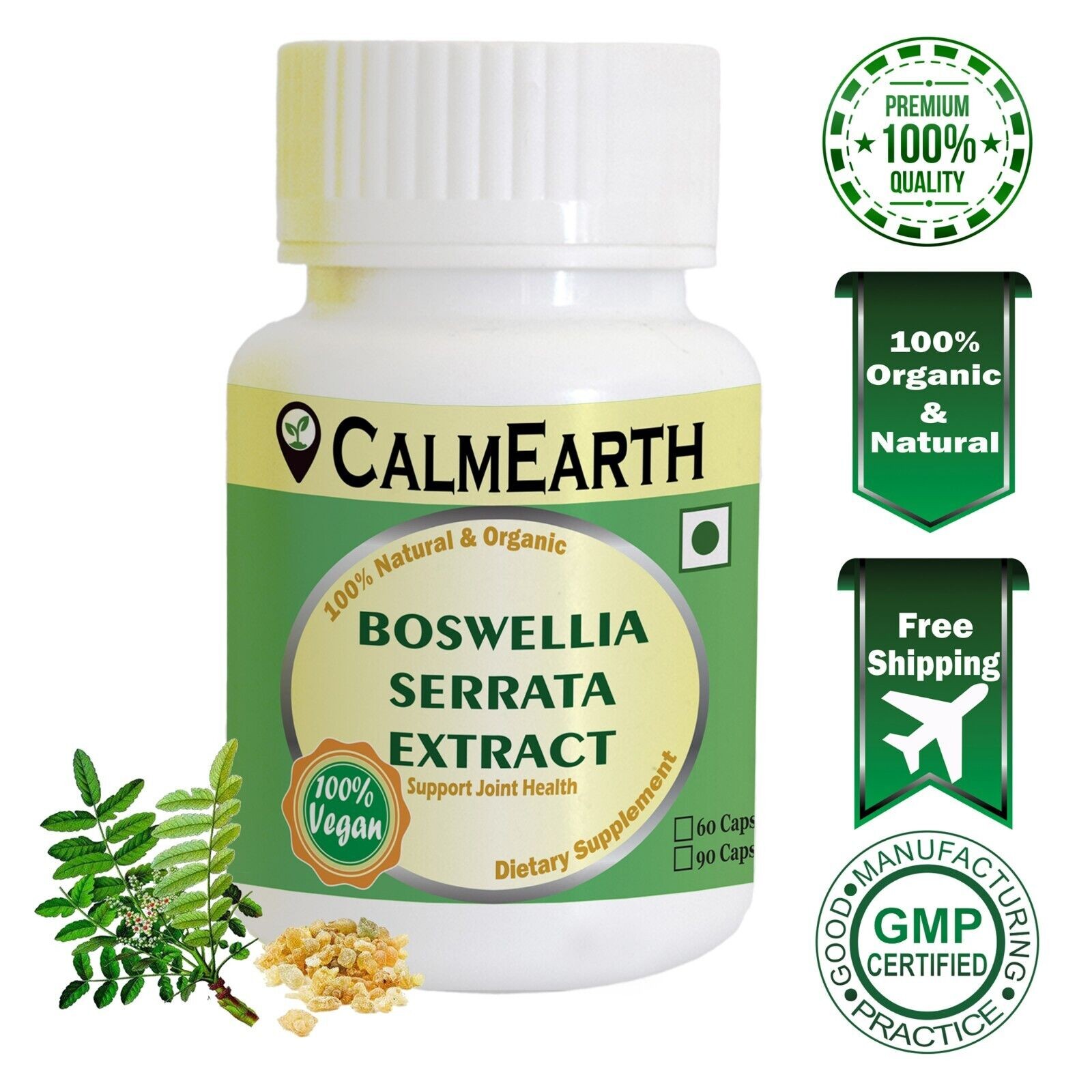 CalmEarth Boswellia Serrata Extract Capsule Shallaki 75% Boswellic Acid