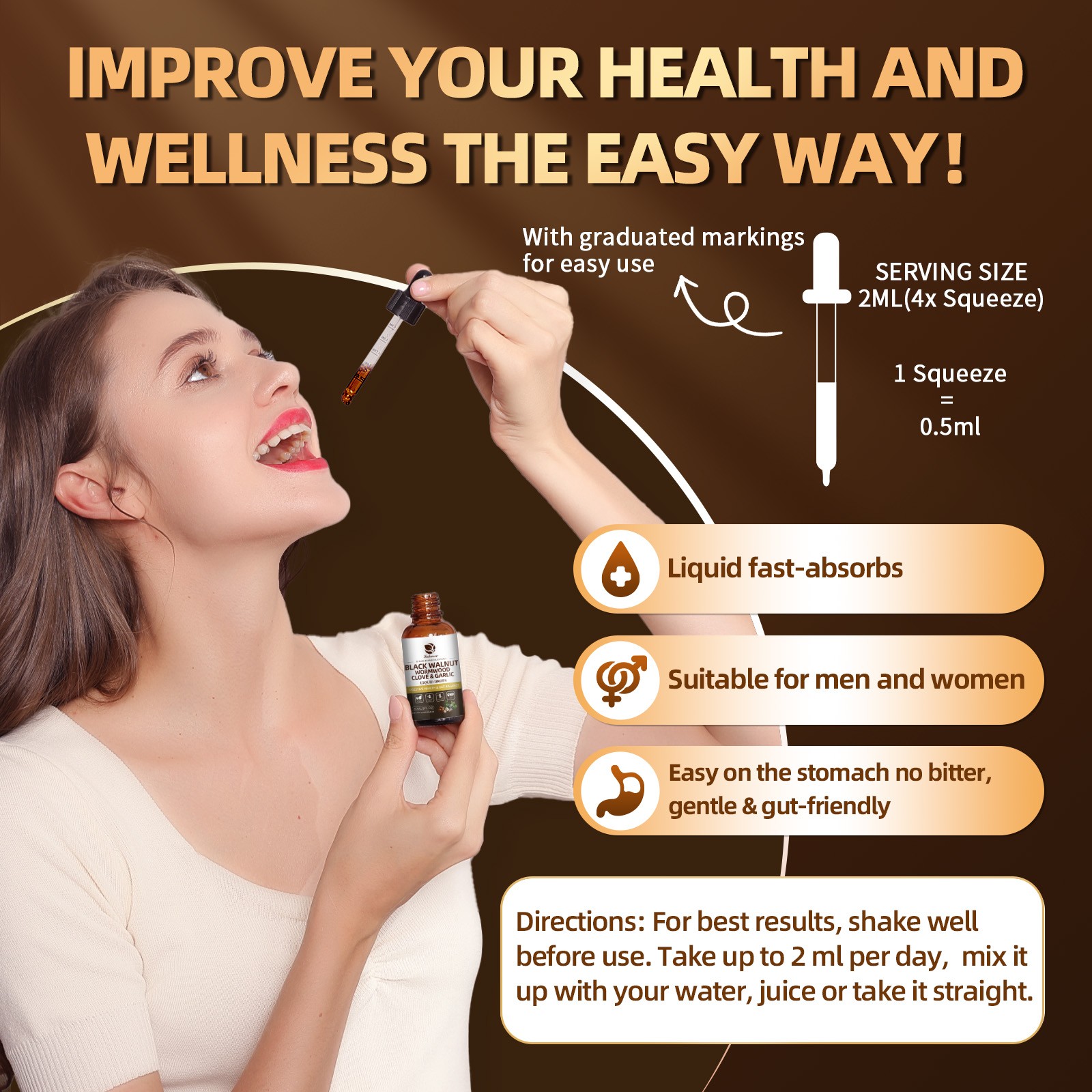Parasite Cleanse Detox Drops Wormwood Black Walnut Clove Extract | Herbal Liquid