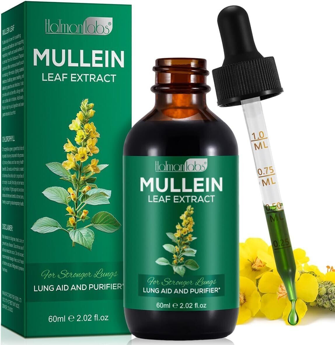 Mullein Drops for Lungs – Mullein Leaf Extract with Chlorophyll for Lung and Res