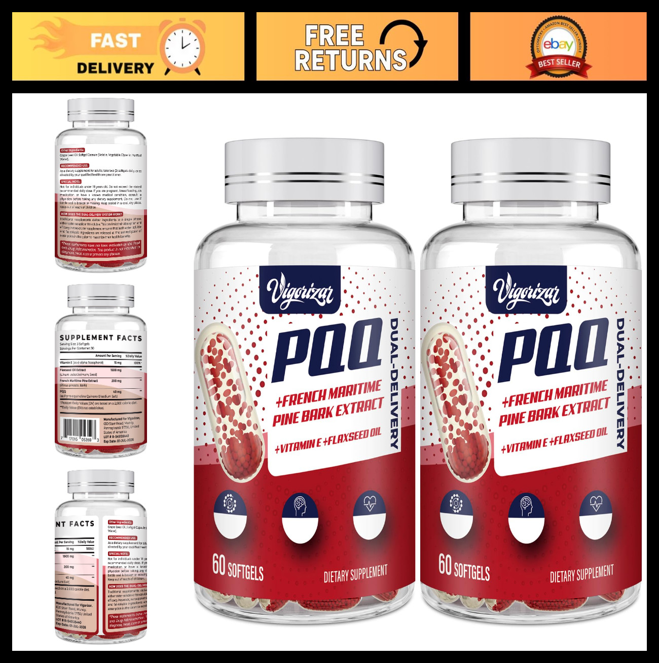 Vegan French Maritime Pine Bark Extract with PQQ – 120 Softgels for Antioxidant