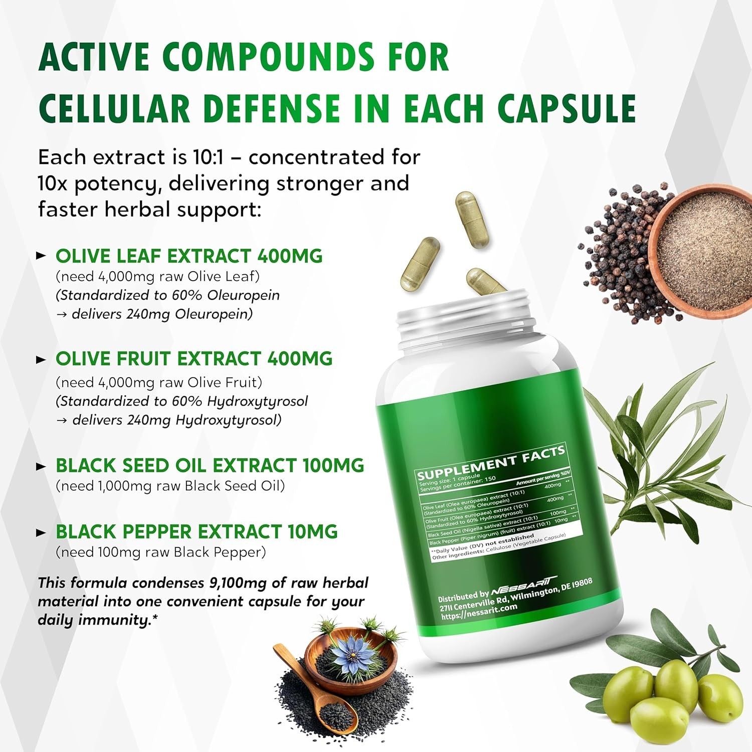 New Olive Leaf & Olive Fruit 60% Oleuropein 60% Hydroxytyrosol – Black 150CT