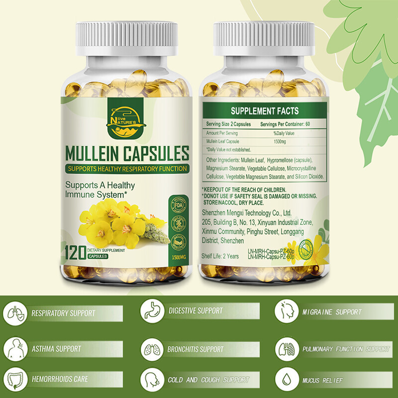 3 X 120 Mullein Leaf Capsule For Lung Cleansing&Detox Herbal Dietary Supplement