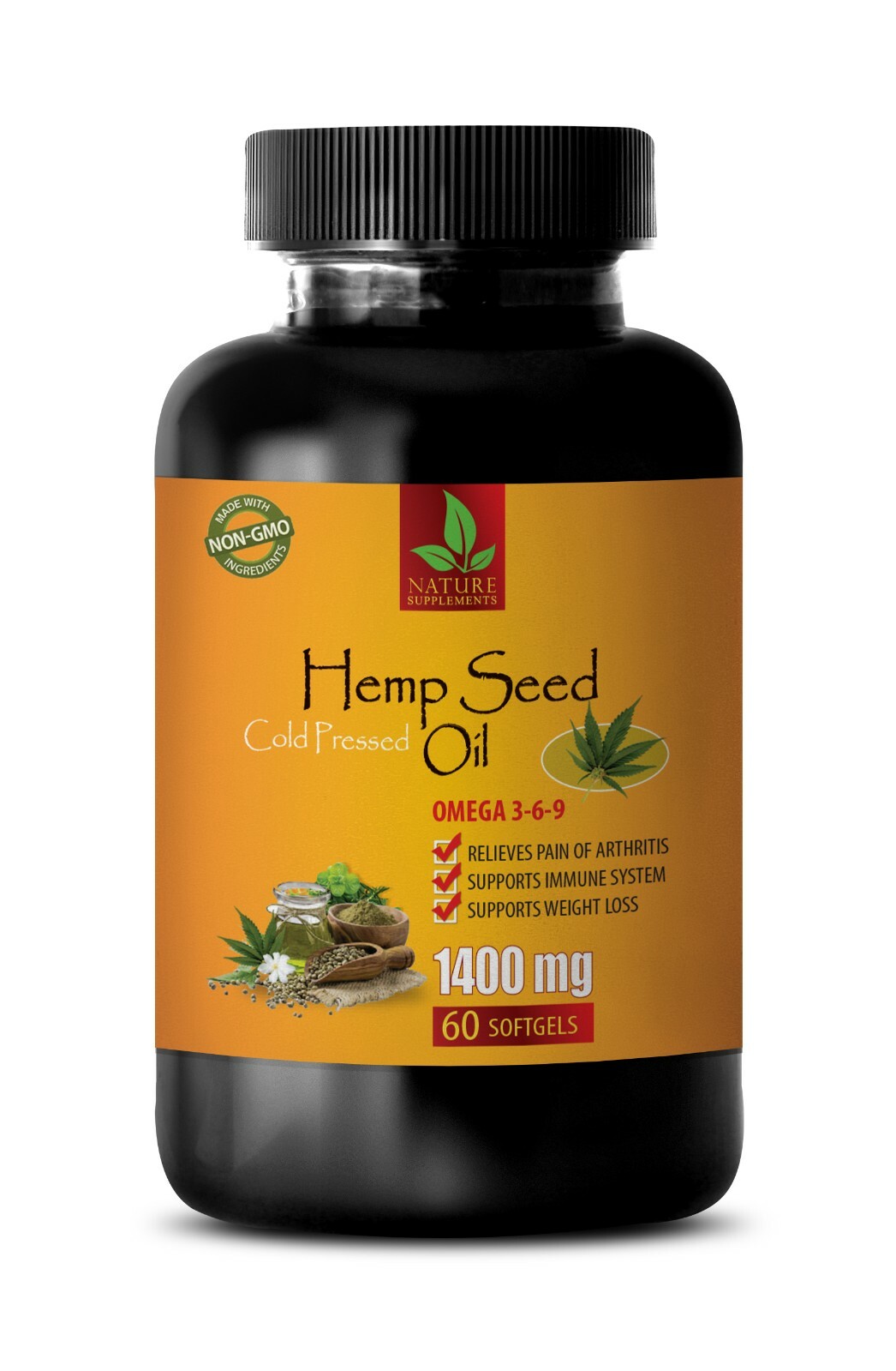 hemp oil capsules – HEMP SEED OIL ORGANIC 1400mg – organic hemp seeds – 1 Bottle