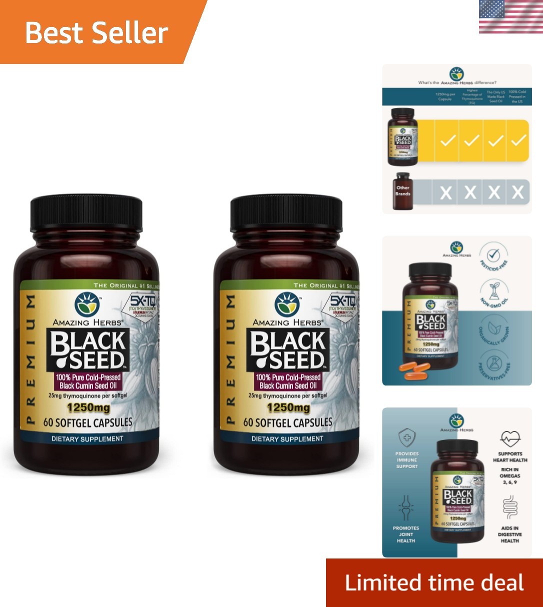 High Potency Nigella Sativa Capsules – 120 Count for Immune & Digestive Support