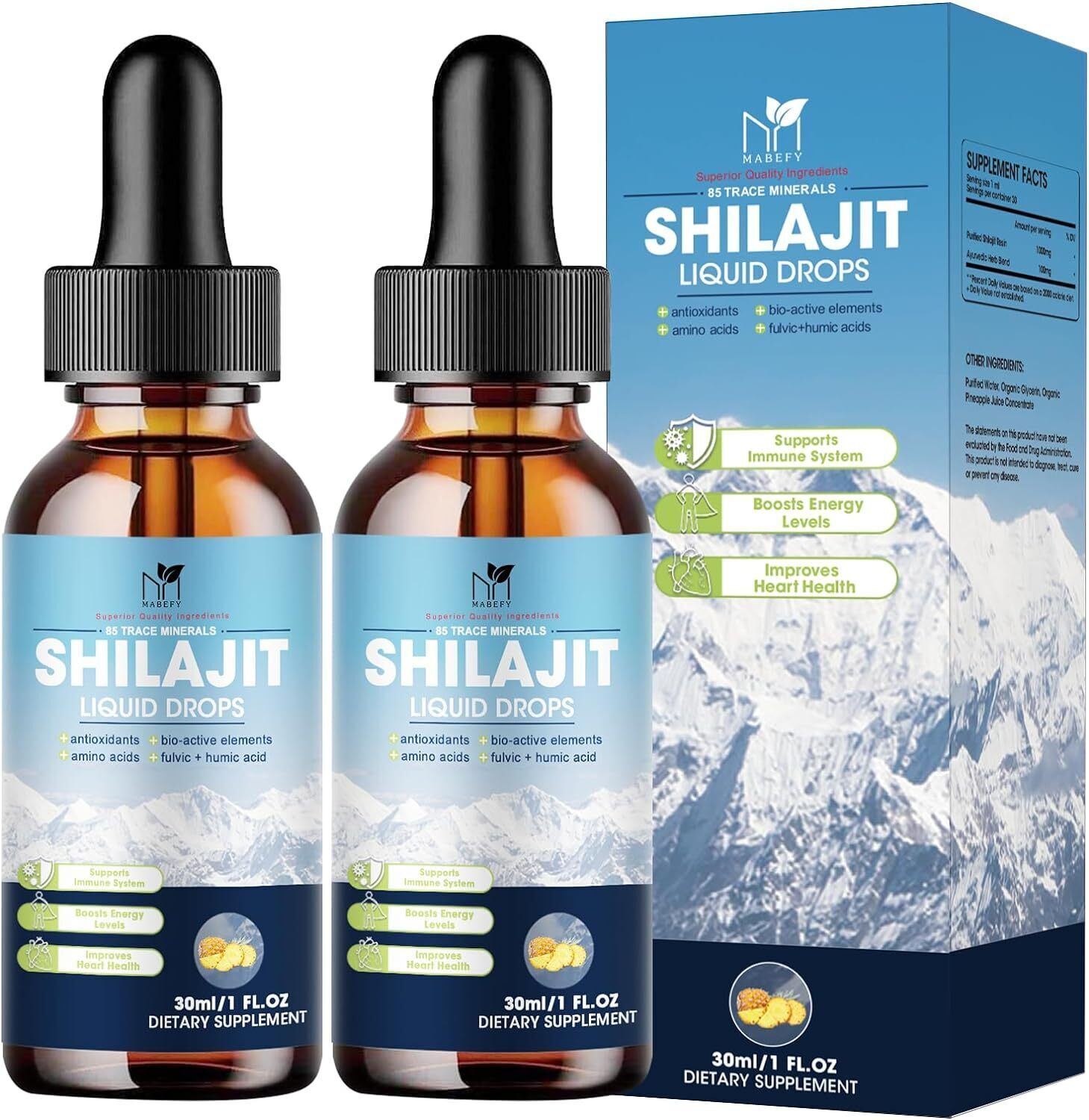 2 Packs * 30ML Organic Himalayan Shilajit Pure Extremely Potent, Fulvic Acid