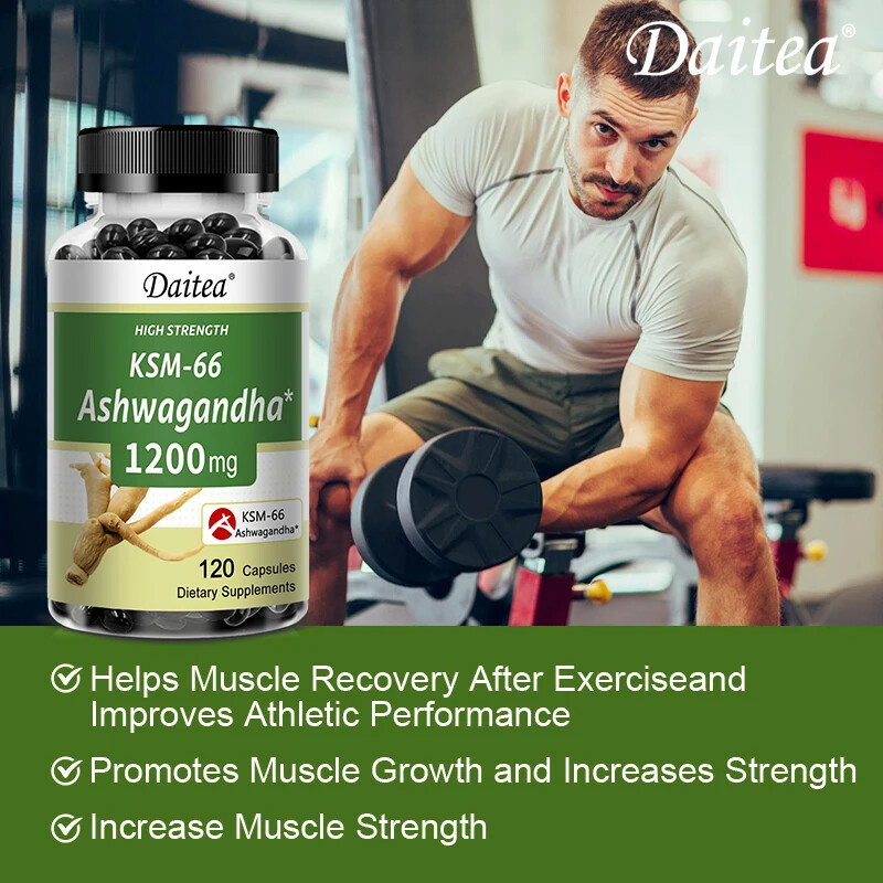 KSM-66 Ashwagandha Capsules 1200mg–Promote muscle growth and enhance strength