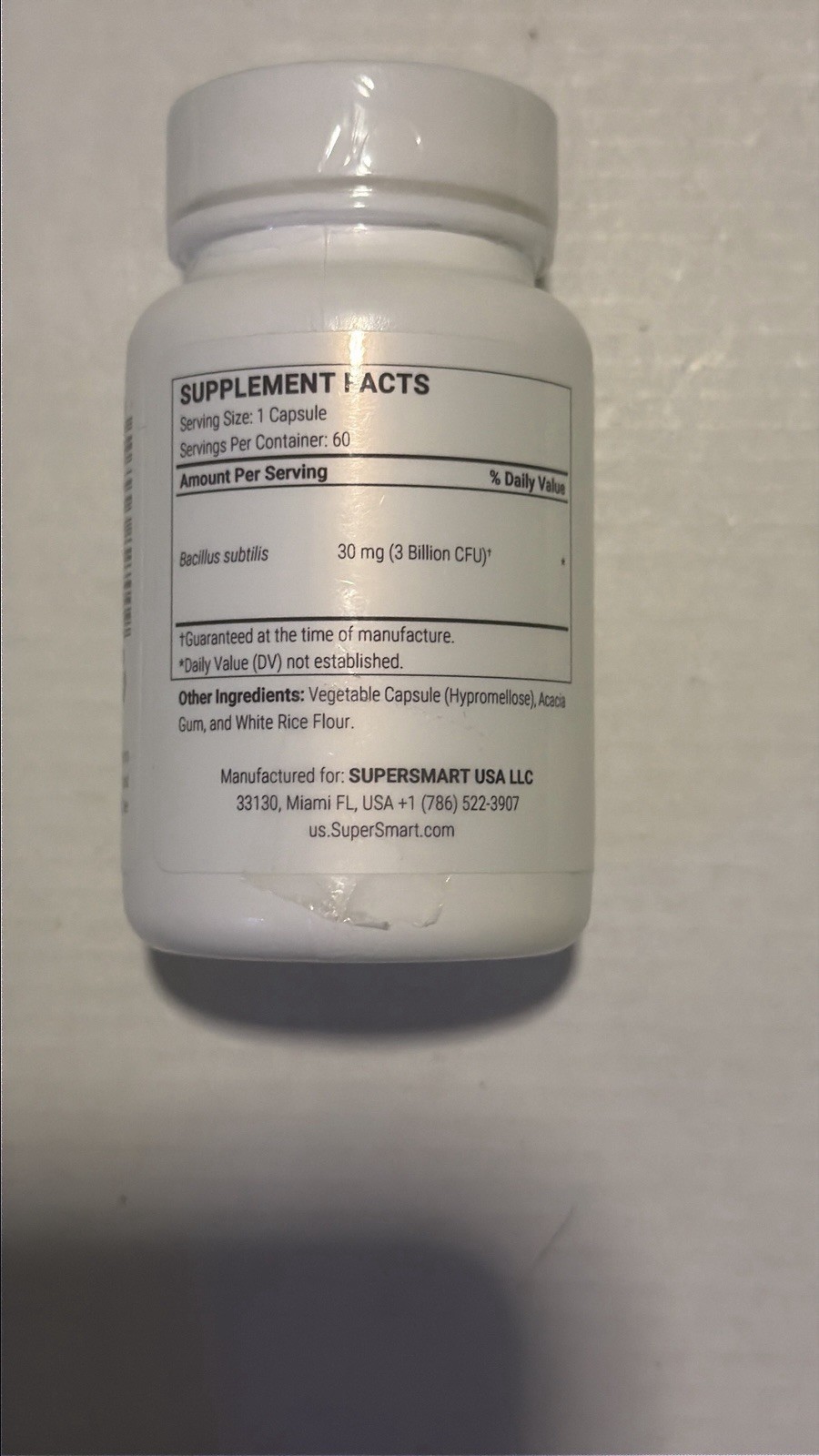 Supersmart – Bacillus Subtilis 3 Billion CFU per Day 60 Count (Pack of 1)
