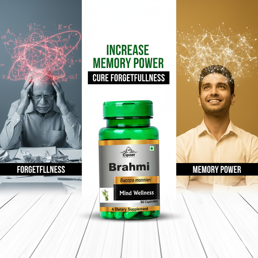 Cipzer Brahmi 60 Capsule | Stress Reducer, Improve Mental Health, Better Sleep