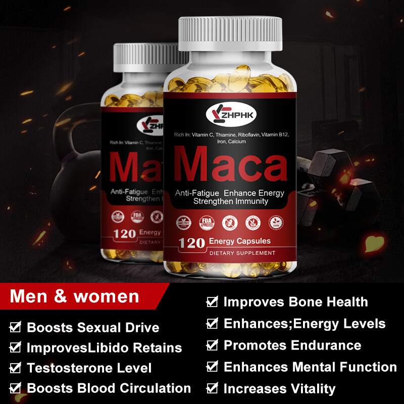 Organic Maca Root Capsules Peruvian Maca Extract Muscle Enhancing For Men Women