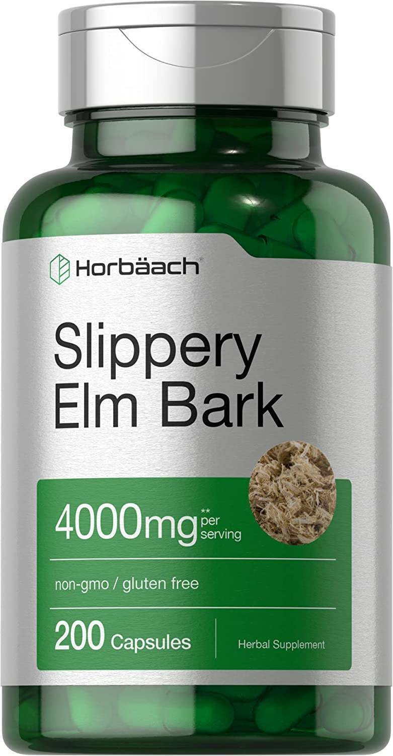 Slippery Elm Bark 4000 Mg Moose Elm Extra Strength Soothe GI Tract, 200 Capsules