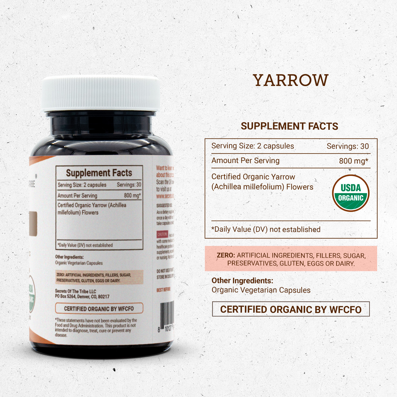 Secrets Of The Tribe Yarrow Capsules,400 mg