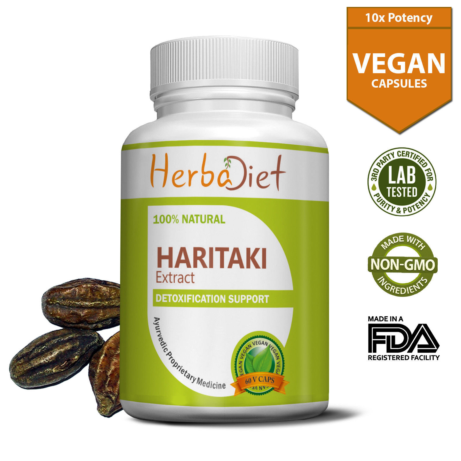 Haritaki Extract Capsules Terminalia Chebula Cleanses body Liver Detox Myrobalan