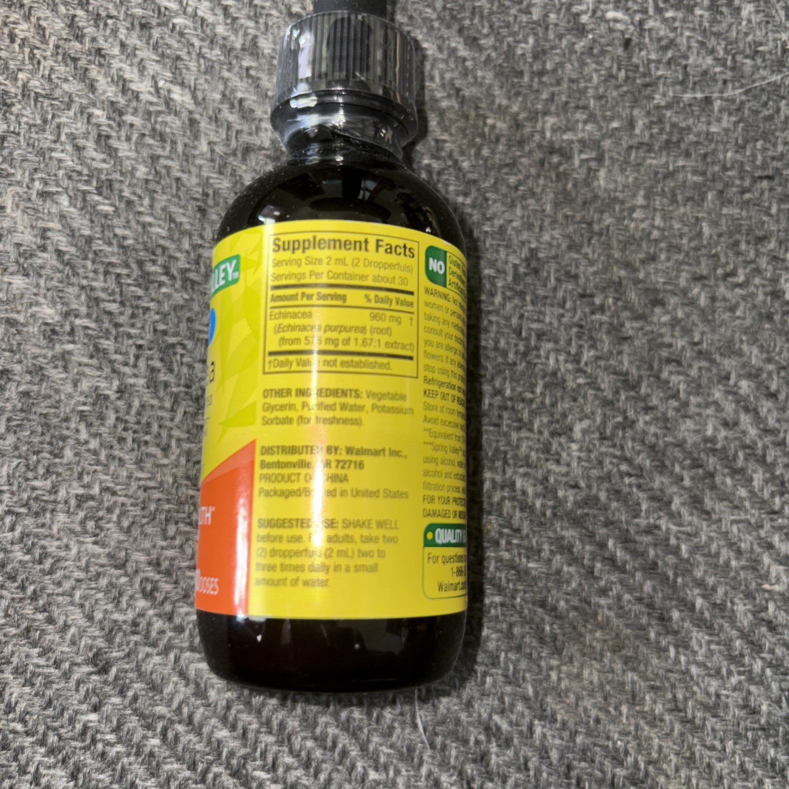 Spring Valley Echinacea Liquid Extract 960 mg Immune Health 2 FL OZ 30 Doses