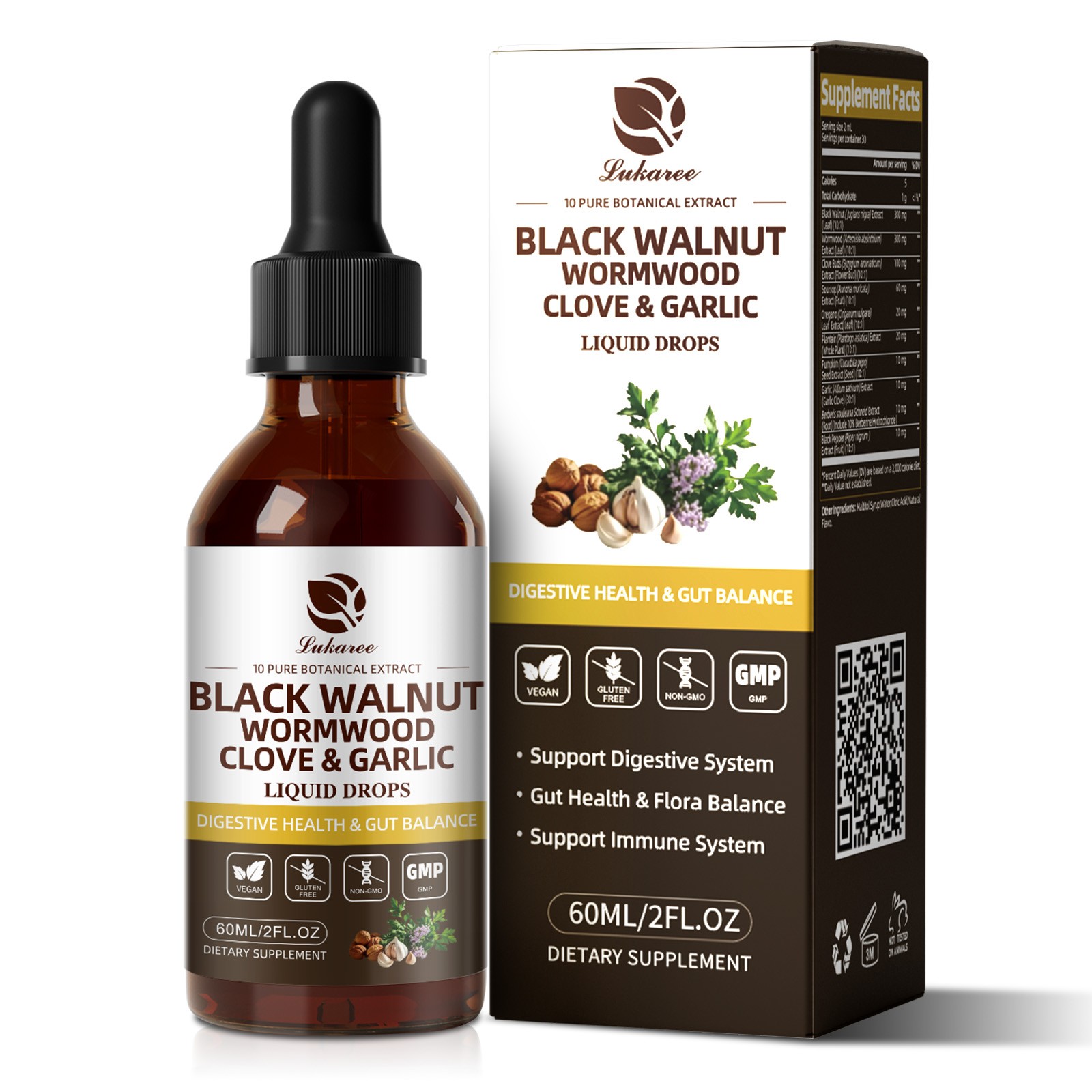 Parasite Cleanse Detox Drops Wormwood Black Walnut Clove Extract | Herbal Liquid