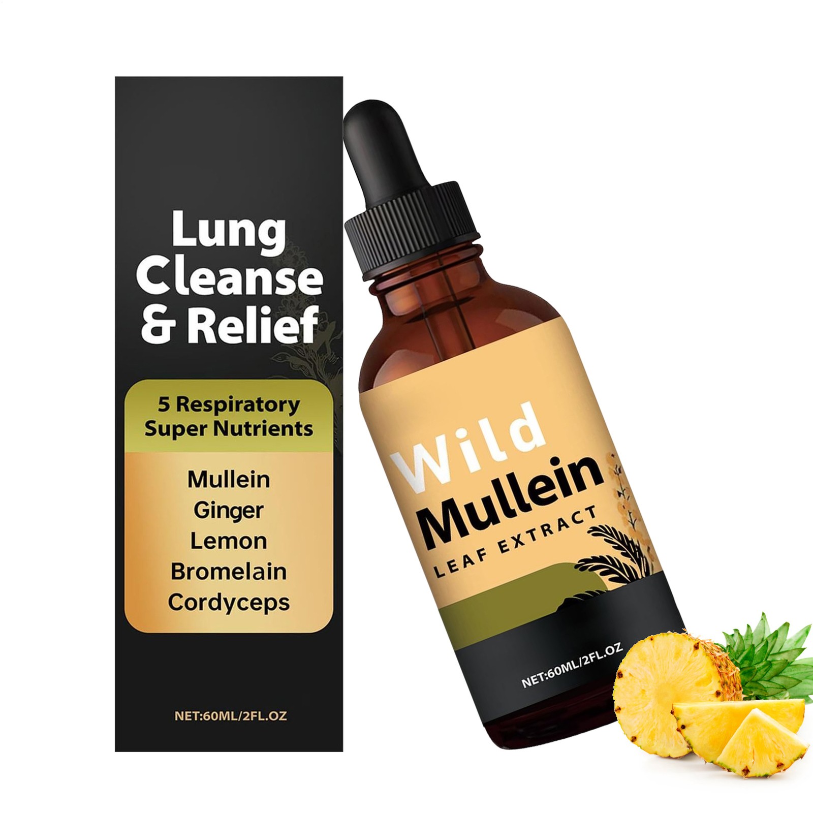 Wild Mullein Leaf Extract Bio-organic Lung Cleanse Drops for Lung Natural Herbal