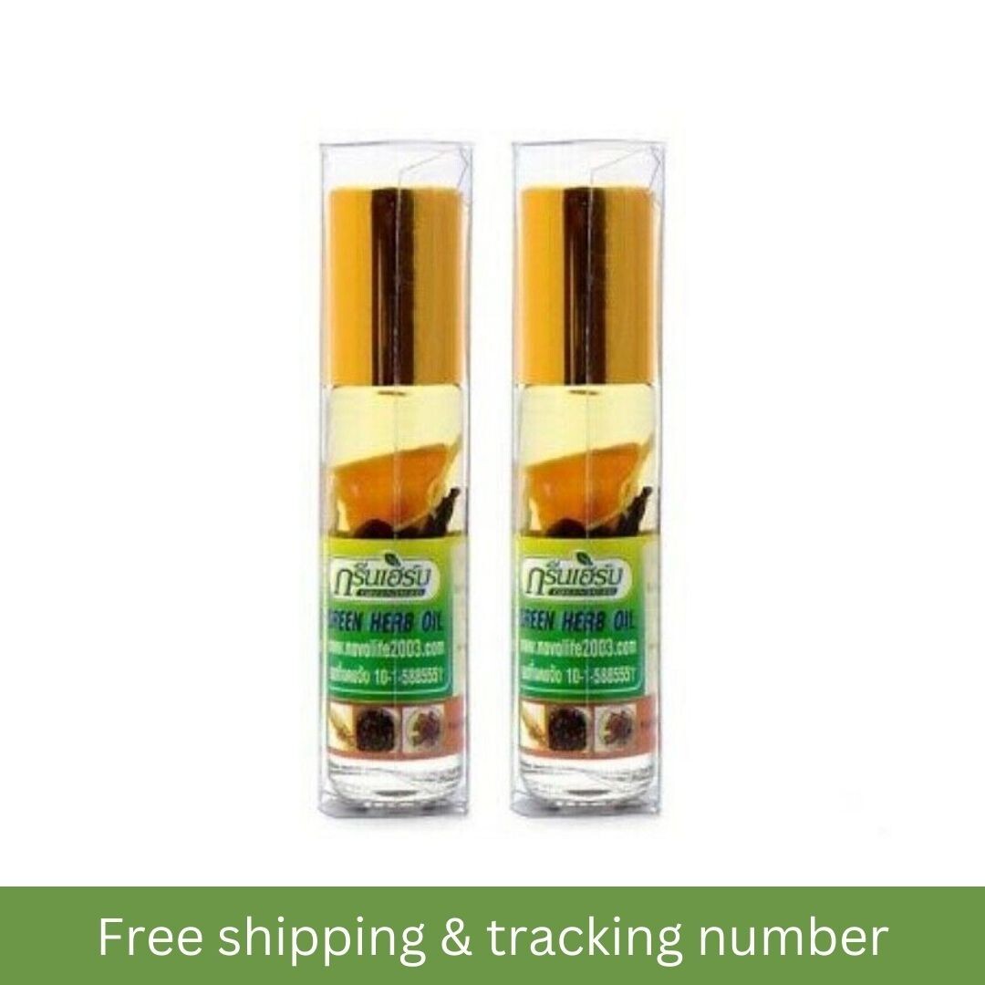 4x Thai Green Herb ginseng Oil Herbal Balsam Headache Relief Pain Massage Dizzy