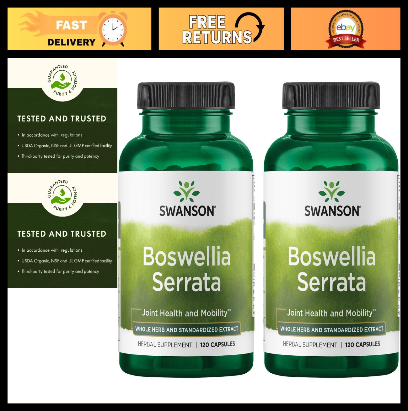 Boswellia Serrata Extract – Whole Herb Supplement, 120 Capsules (2 Pack)