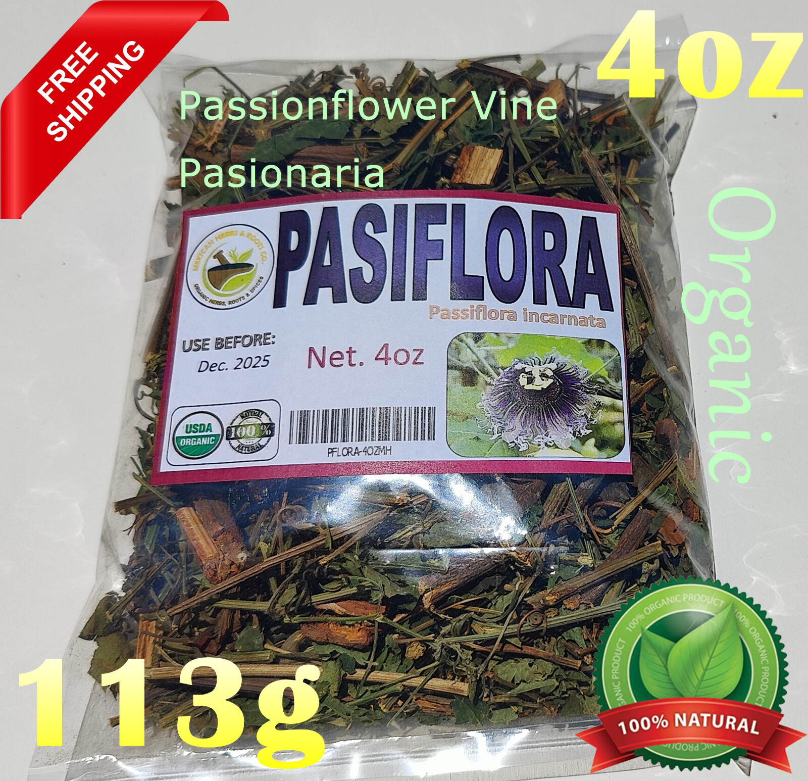 Pasiflora hierba/te, Pasionaria herbal Tea passiflora incarnata 4oz/113g