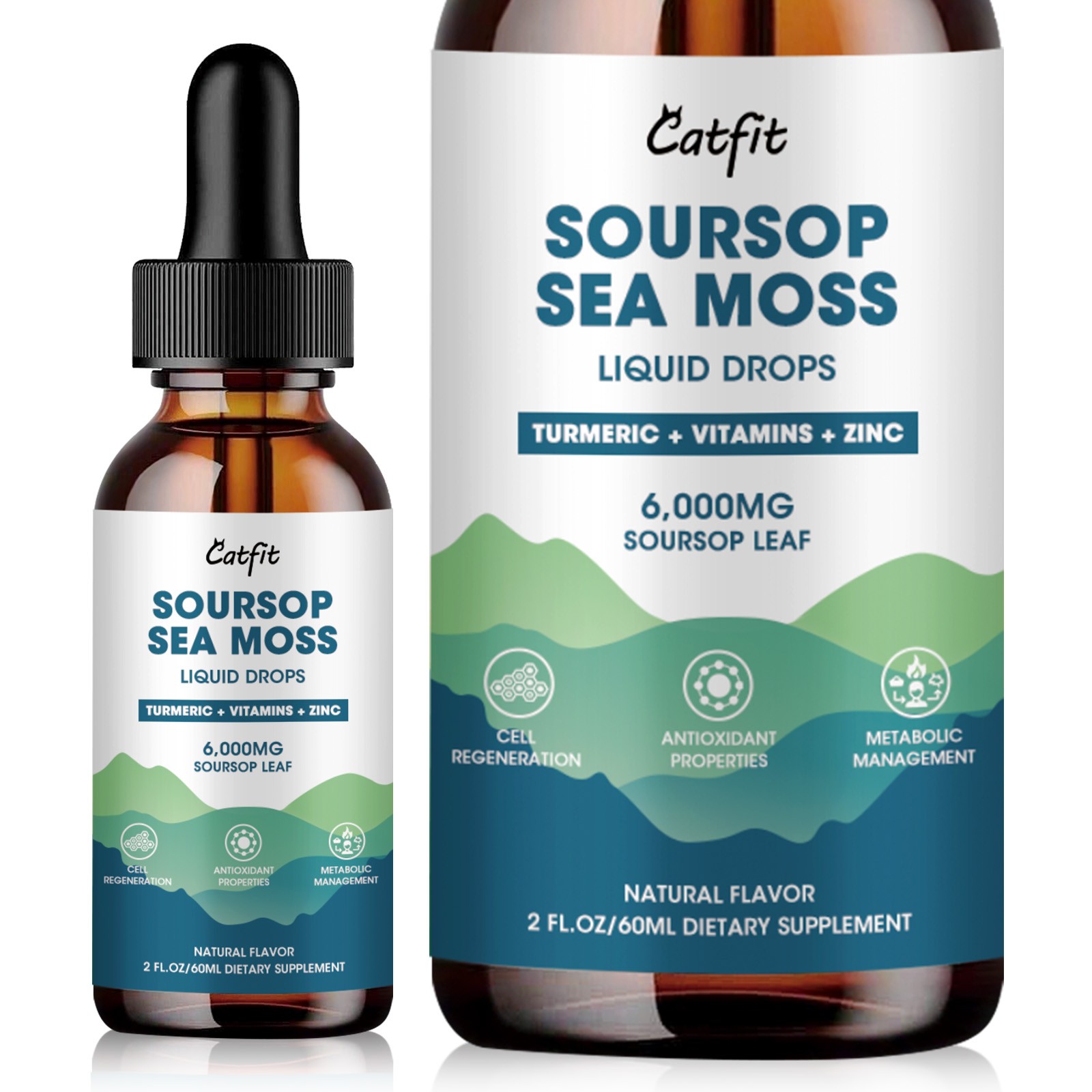 Premium Soursop Graviola Drops with Sea Moss & Turmeric – Immune & Digestive