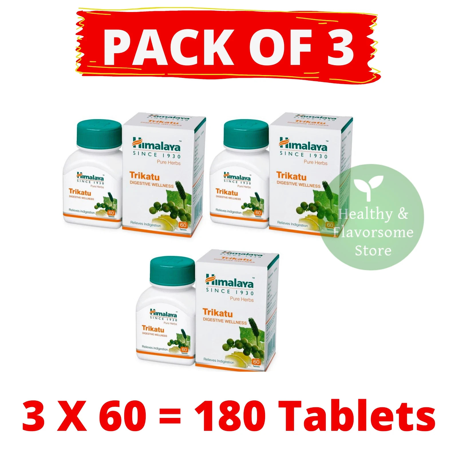 Himalaya Trikatu Tablets 3 Box 60 Tabs Each FREE SHIP EXP 2028