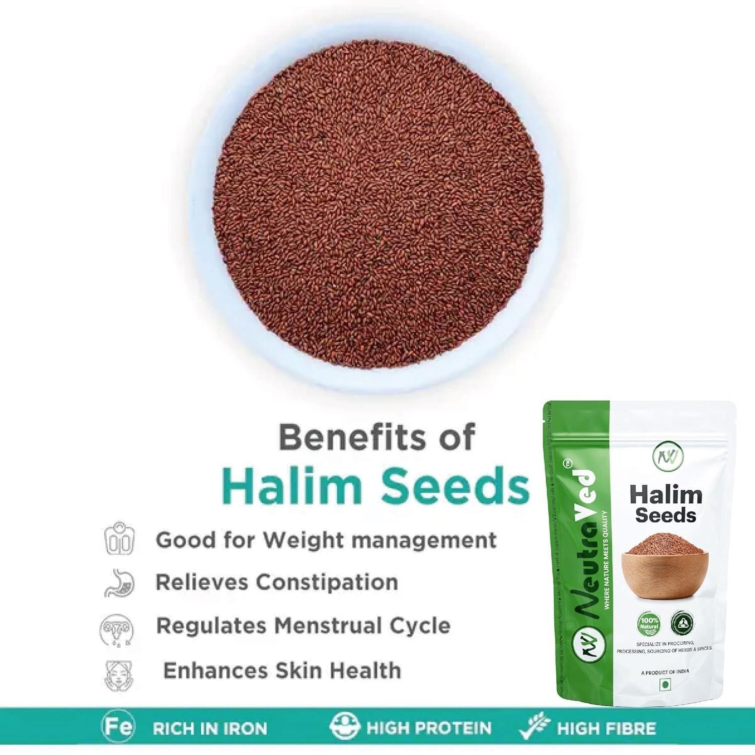 NeutraVed Halim Seeds: 350g Aliv Superfood for Hair Growth & Immunity Booster