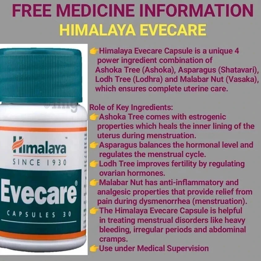 Himalaya Evecare Capsules Menstrual Relief 15 Boxes (450 Caps) Exp 03/2027