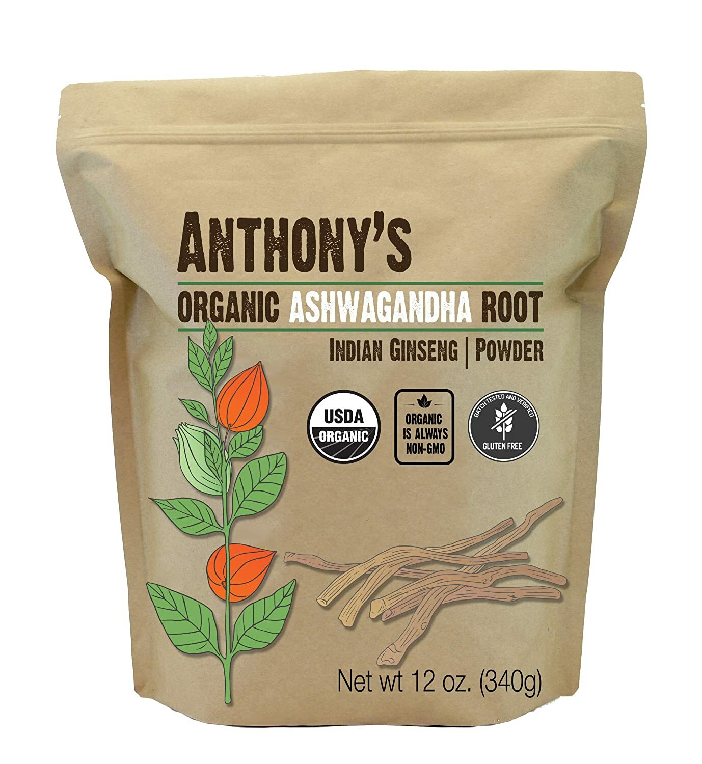 Ashwagandha Root Powder 12 oz Sealed Bag – Organic – Non Gmo Withania Somnifera