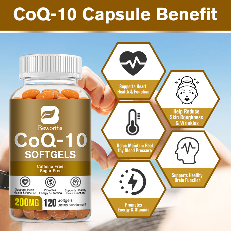 CoQ-10 CoEnzyme Q-10 200mg Support Heart Health,High Potency 120 Capsules