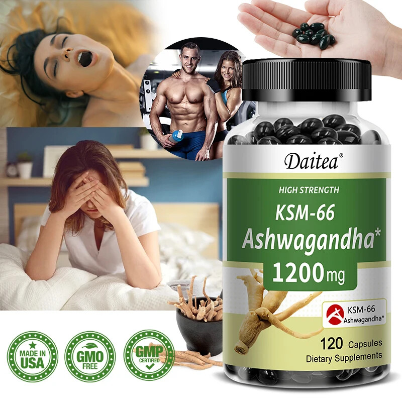 KSM-66 Ashwagandha Capsules 1200mg–Promote muscle growth and enhance strength