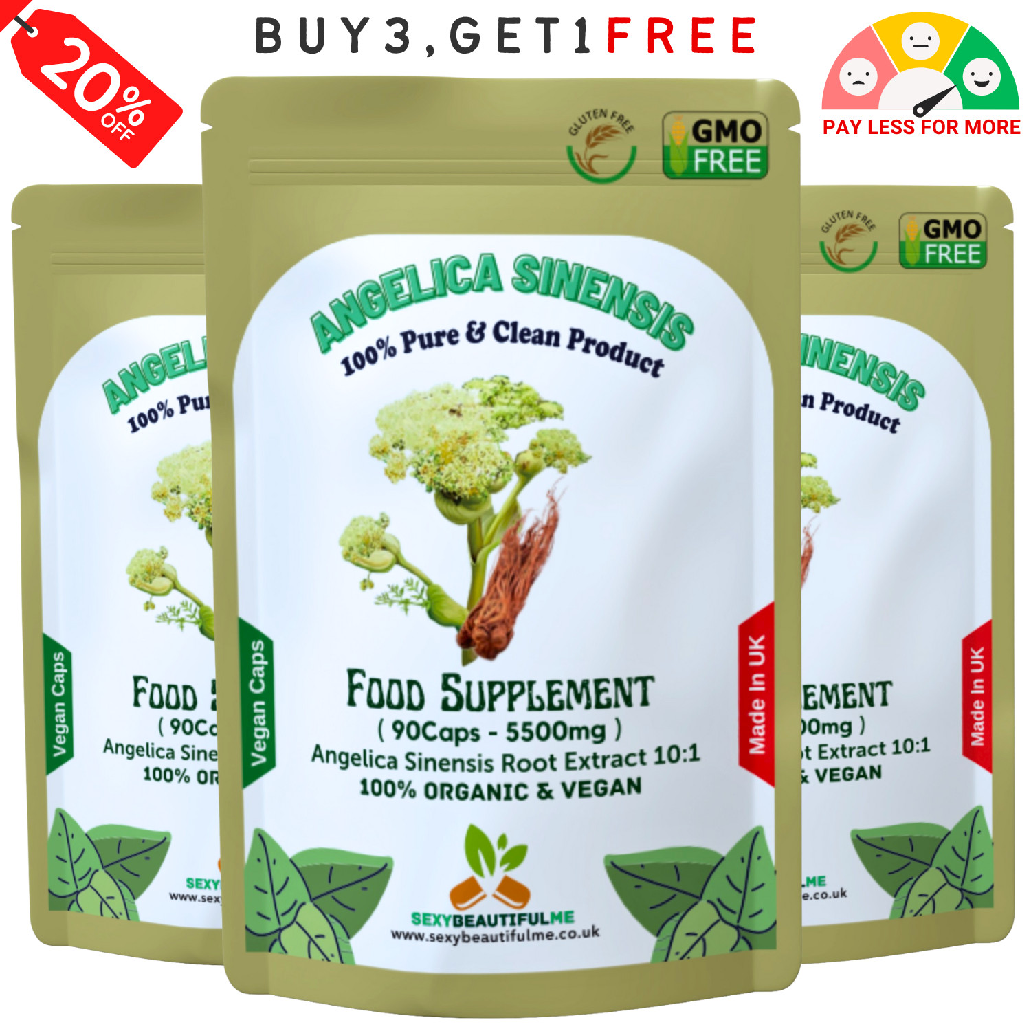 Angelica Sinensis 5500mg Capsule- Dong Quai – PMS Relief, Estrogen Balance-VEGAN