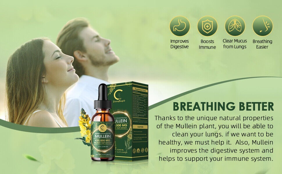 Mullein Drops Leaf Extract for Immune Support, Detox & Respiratory Support