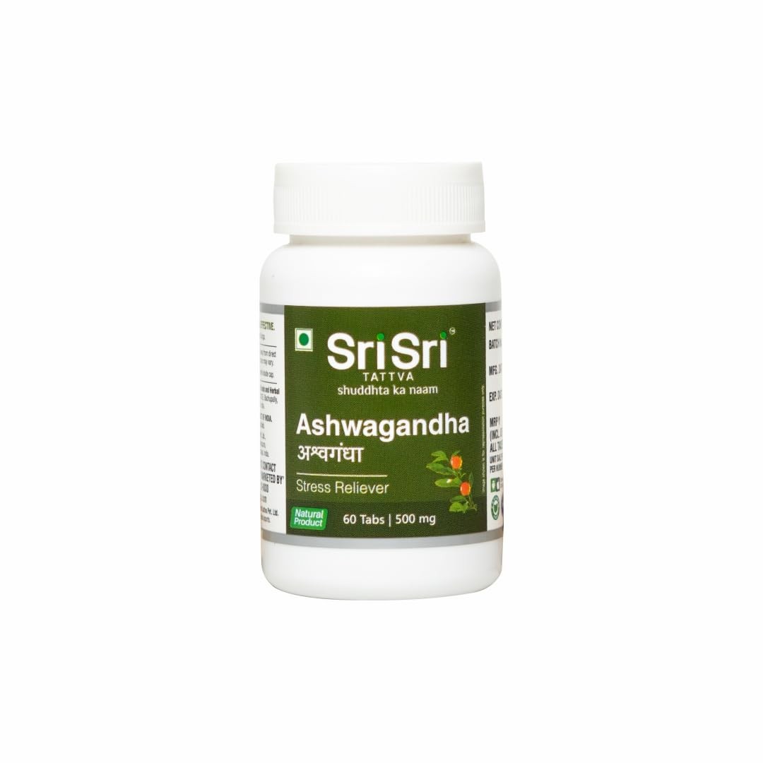Sri Sri Tattva Ashwagandha 60 tabs Each 500mg 100 % Herbal Supplement