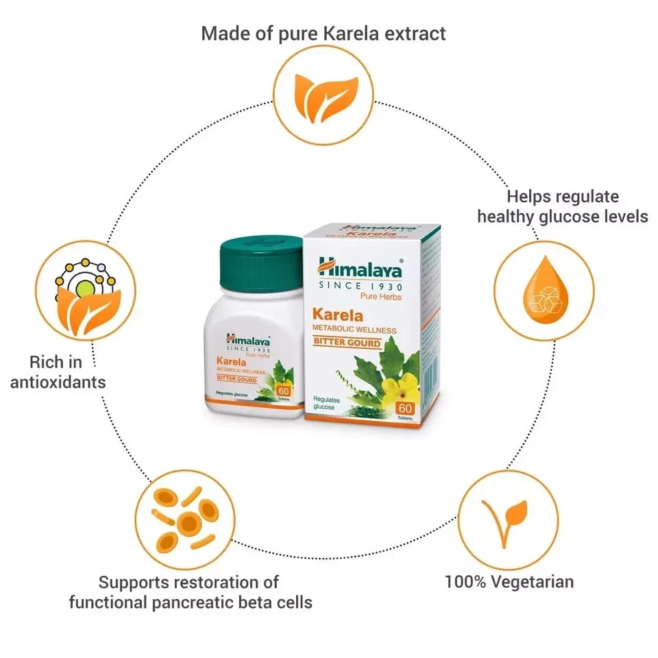 Himalaya Karela 60 Tabs x5 | Herbal Glucose Support | Natural & Organic |