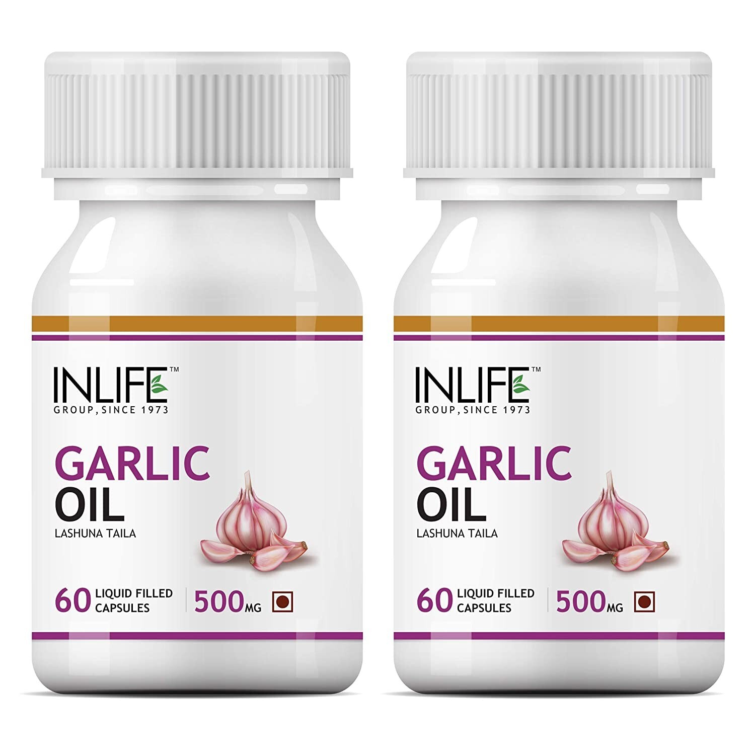INLIFE Garlic Oil Supplement 500 mg – 60 Capsules(2-Pack) LONG EXPIRY