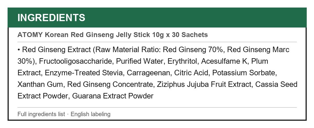 ATOMY Korean Red Ginseng Jelly Stick 10g x 30 Sachets