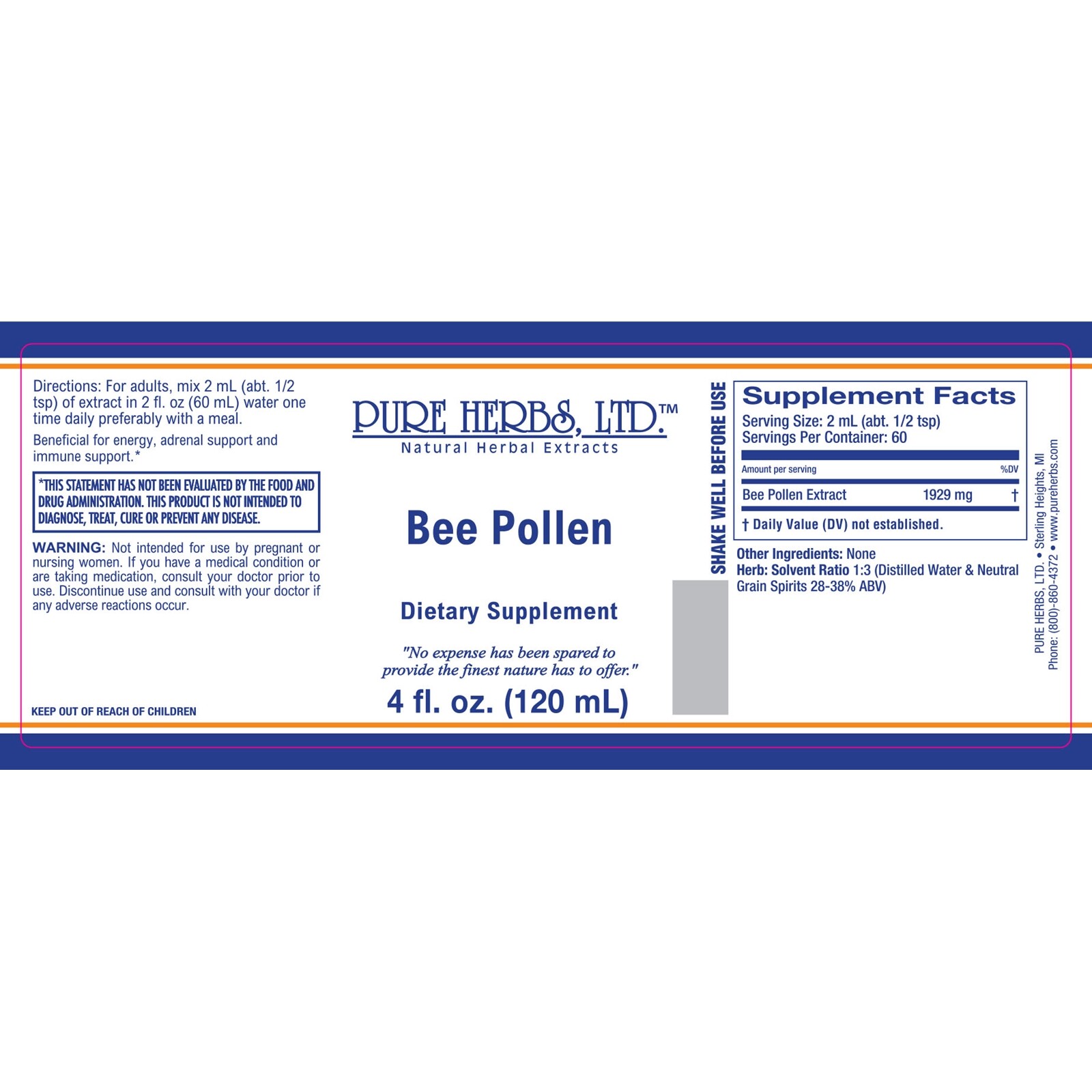 Pure Herbs: Bee Pollen – 4 oz.