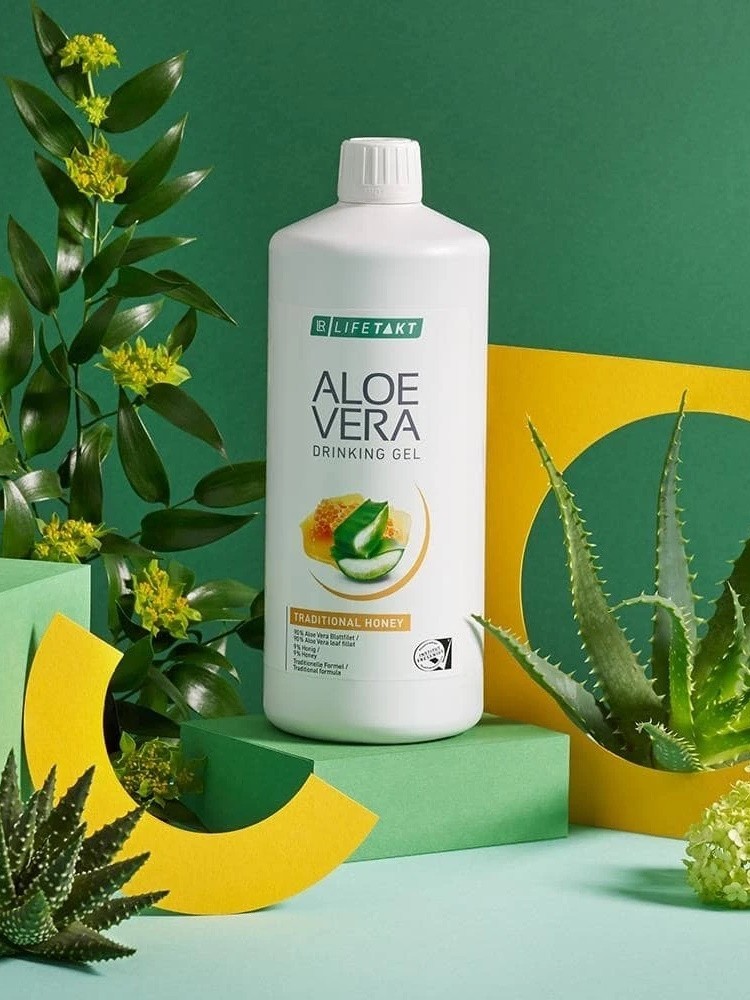 LR LIFETAKT Aloe Vera Drinking Gel Honey Set of 3 – 3×1000 ml/33.8 fl.oz
