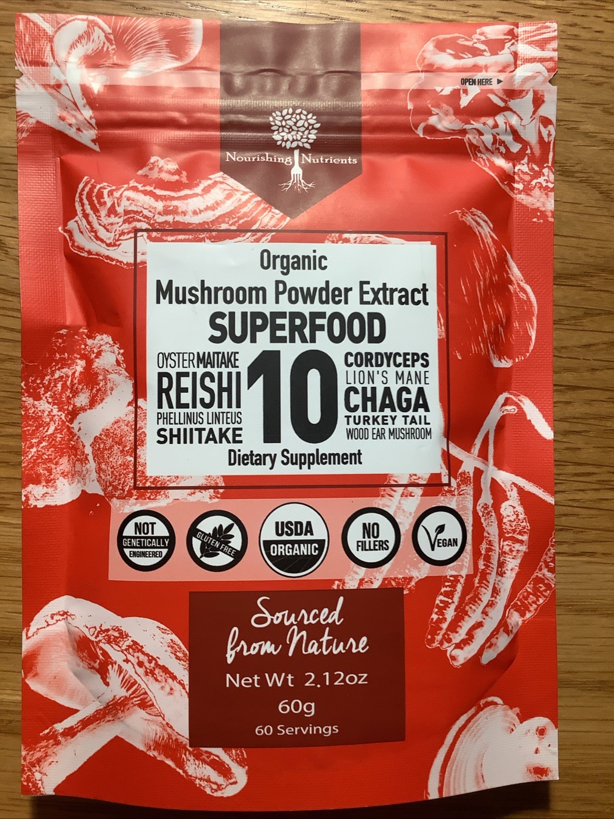USDA Organic 10 Mushroom Supplement Powder, Focus & Immune Support | 100% Fruiti