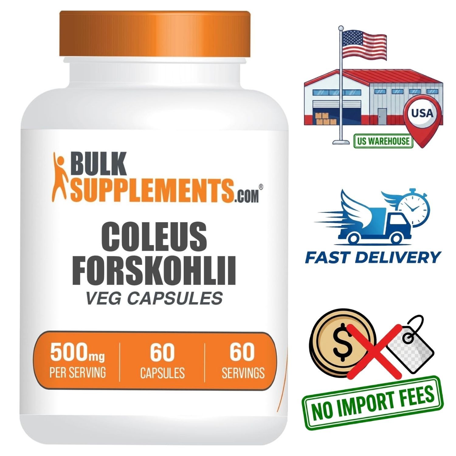 Coleus Forskohlii Root Extract 500mg | 7.5% Forskolin Supplement | 60 Capsules